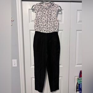 NWT Rebecca Taylor Black and White Floral Jumpsuit